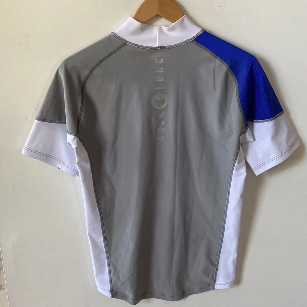Aqua Lung Mens Rashguards Short Sleeve - Blue/Gray/White , Size‎ S
